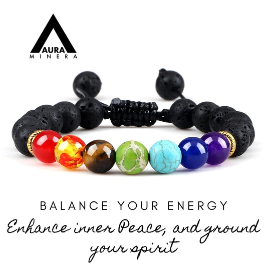 7 Chakras Bracelet with Lava Rock