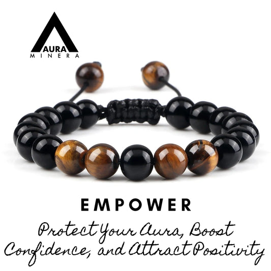 Black Obsidian bracelet with Tiger eye – Protection & strength in natural stone