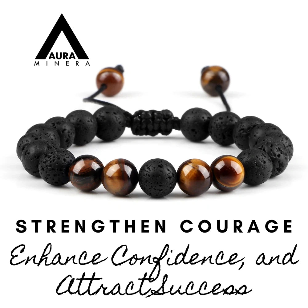 Lava bracelet beads with tiger eye