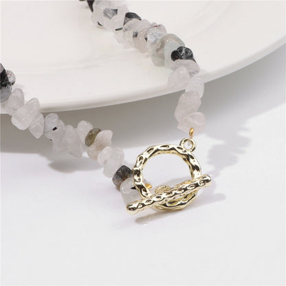 white and black rutilated quartz necklace